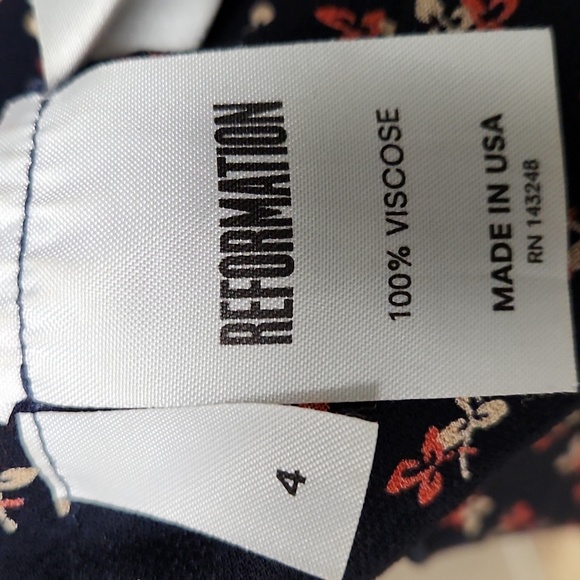 Reformation Navy and Red Floral Midi Dress - Picture 9 of 9